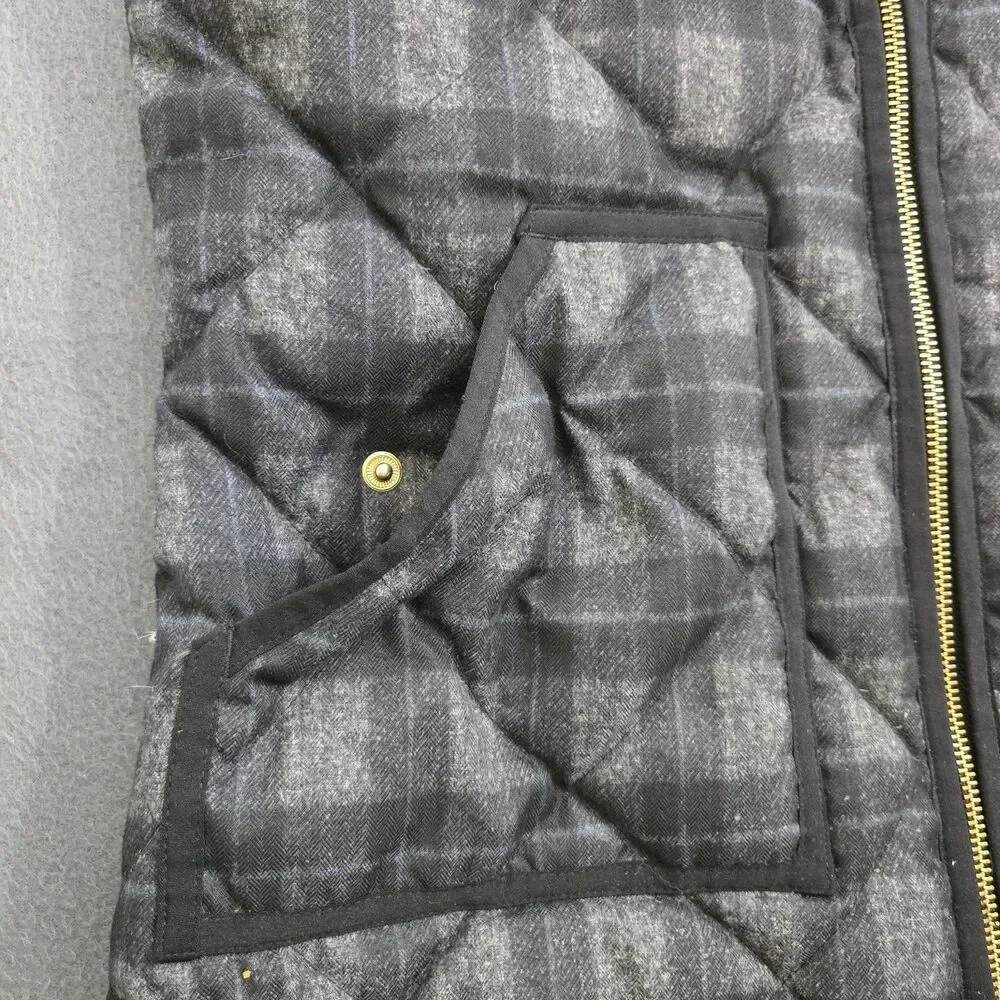 J. Crew Women S Gray Plaid Quilted Down-Filled Full-Zip Puffer Vest - Picture 5 of 10